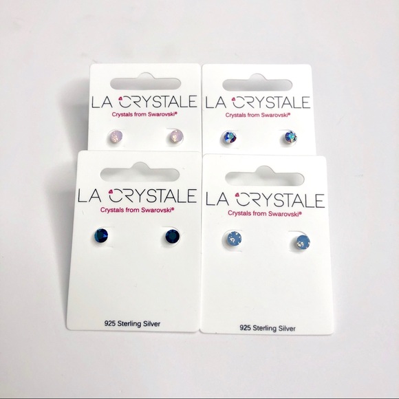 925 Sterling Silver Swarovski Crystal Earrings - Picture 8 of 8